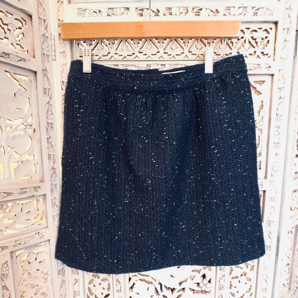 Ann Taylor Navy Blue Tweed Skirt with Pockets